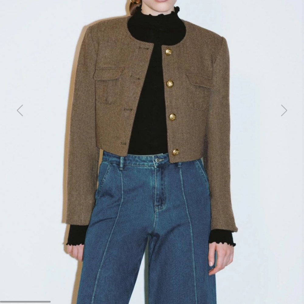 NWT URBAN REVIVO CROPPED TWEED JACKET - Picture 3 of 11